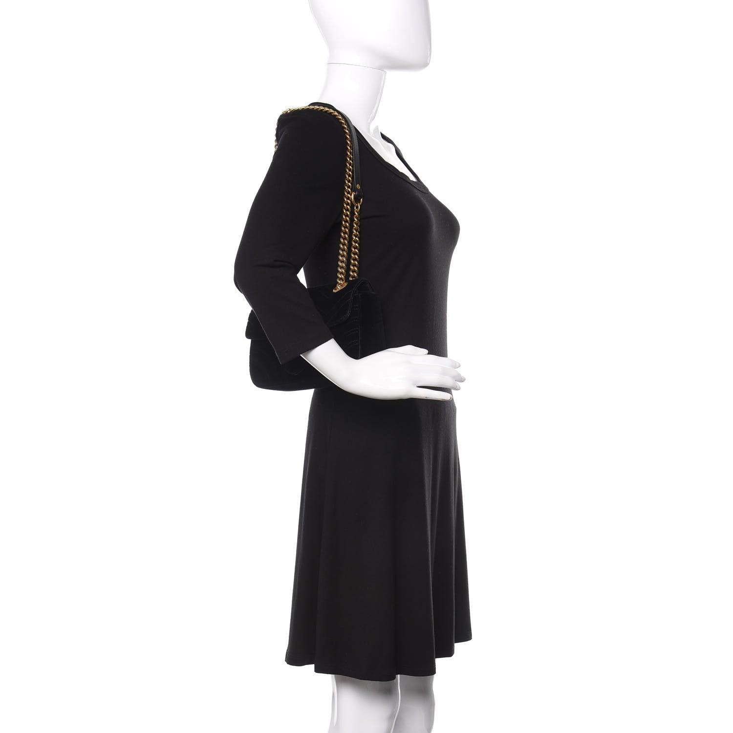 Gucci Velvet Matelasse Mini GG Marmont Shoulder Bag Black 3 of 11