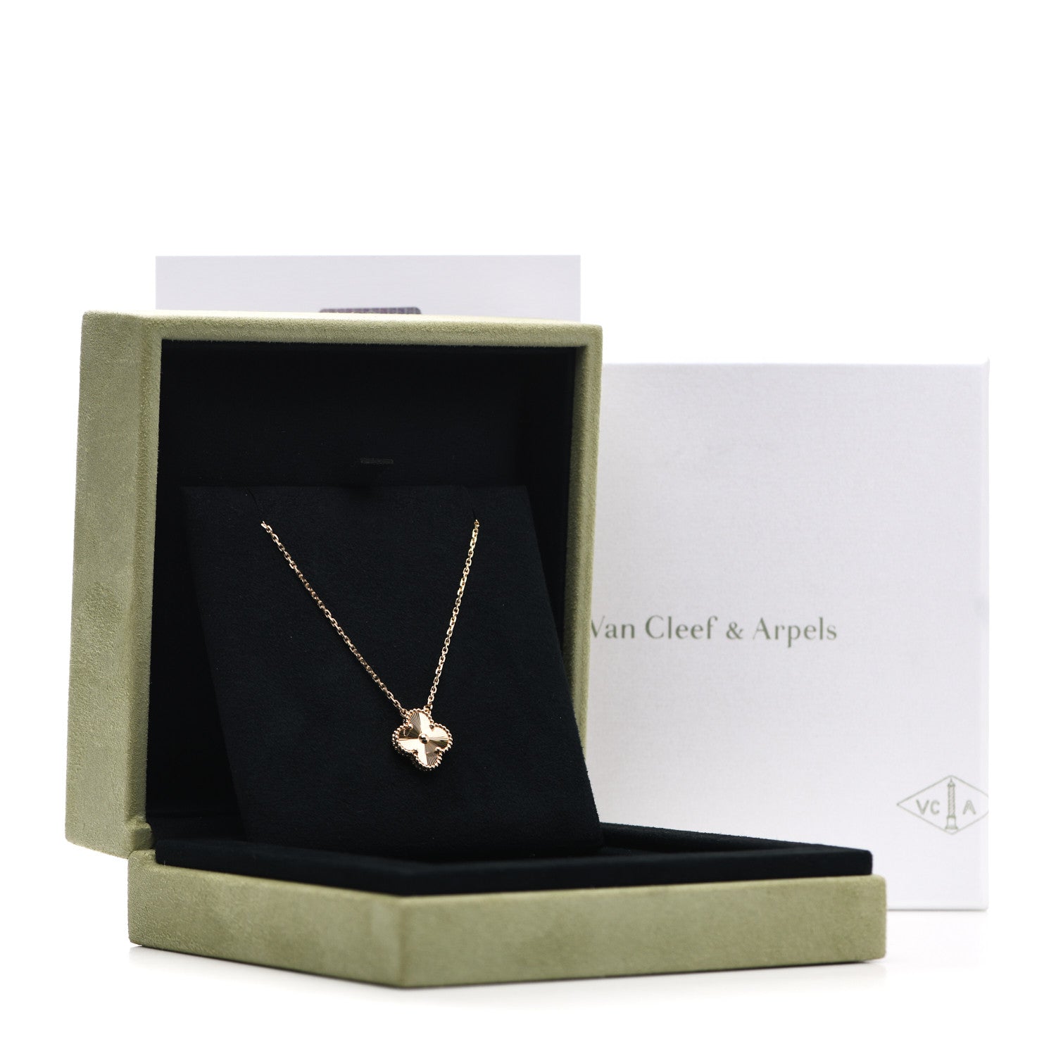 Van Cleef & Arpels 18K Yellow Gold Guilloche Vintage Alhambra Pendant Necklace 6 of 6