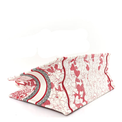 Christian Dior Canvas Embroidered Medium Dioramour D-Royaume Book Tote Red Multicolor 4 of 10