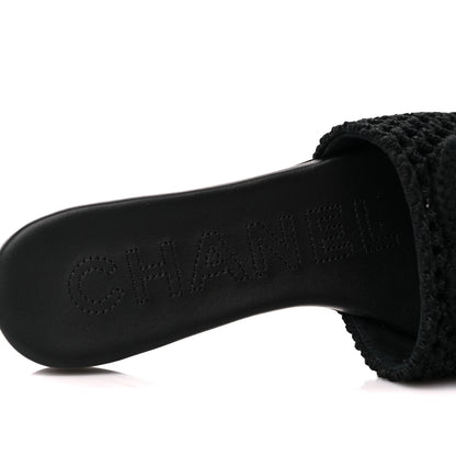 Chanel Crochet CC Mules Sandals 37 Black 8 of 9