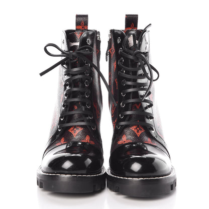 Louis Vuitton Patent Calfskin Catogram Star Trail Ankle Boots 40 Black Marron 2 of 11