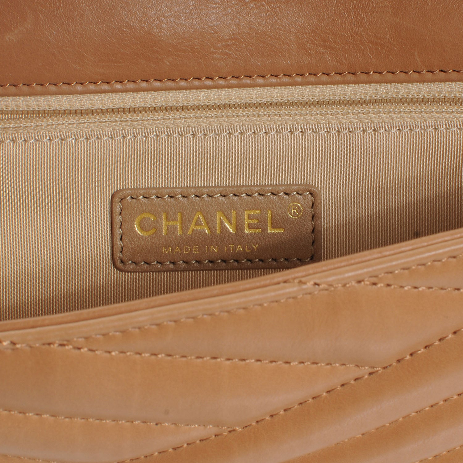 Chanel Calfskin Chevron Gabrielle Flap Brown 7 of 8