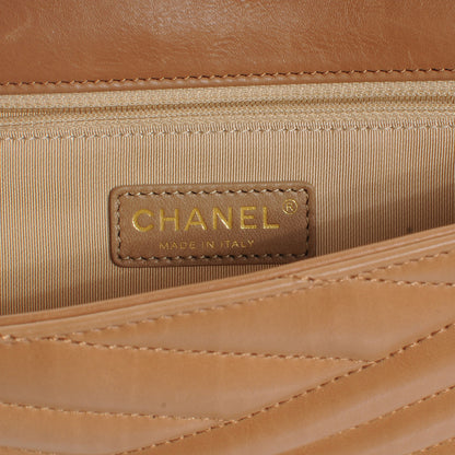 Chanel Calfskin Chevron Gabrielle Flap Brown 7 of 8