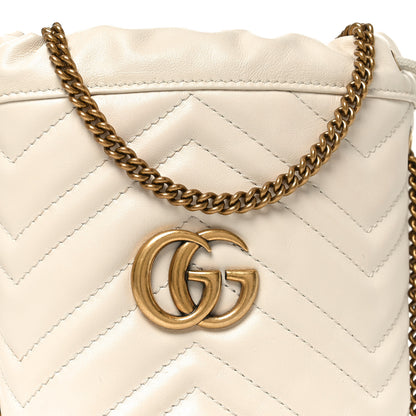 Gucci Calfskin Matelasse Mini GG Marmont 2.0 Bucket Bag White 7 of 9