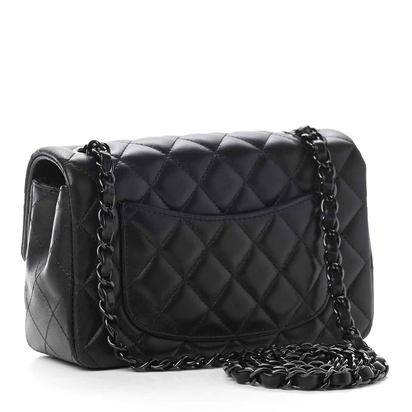 Lambskin Quilted Mini Rectangular Flap So Black