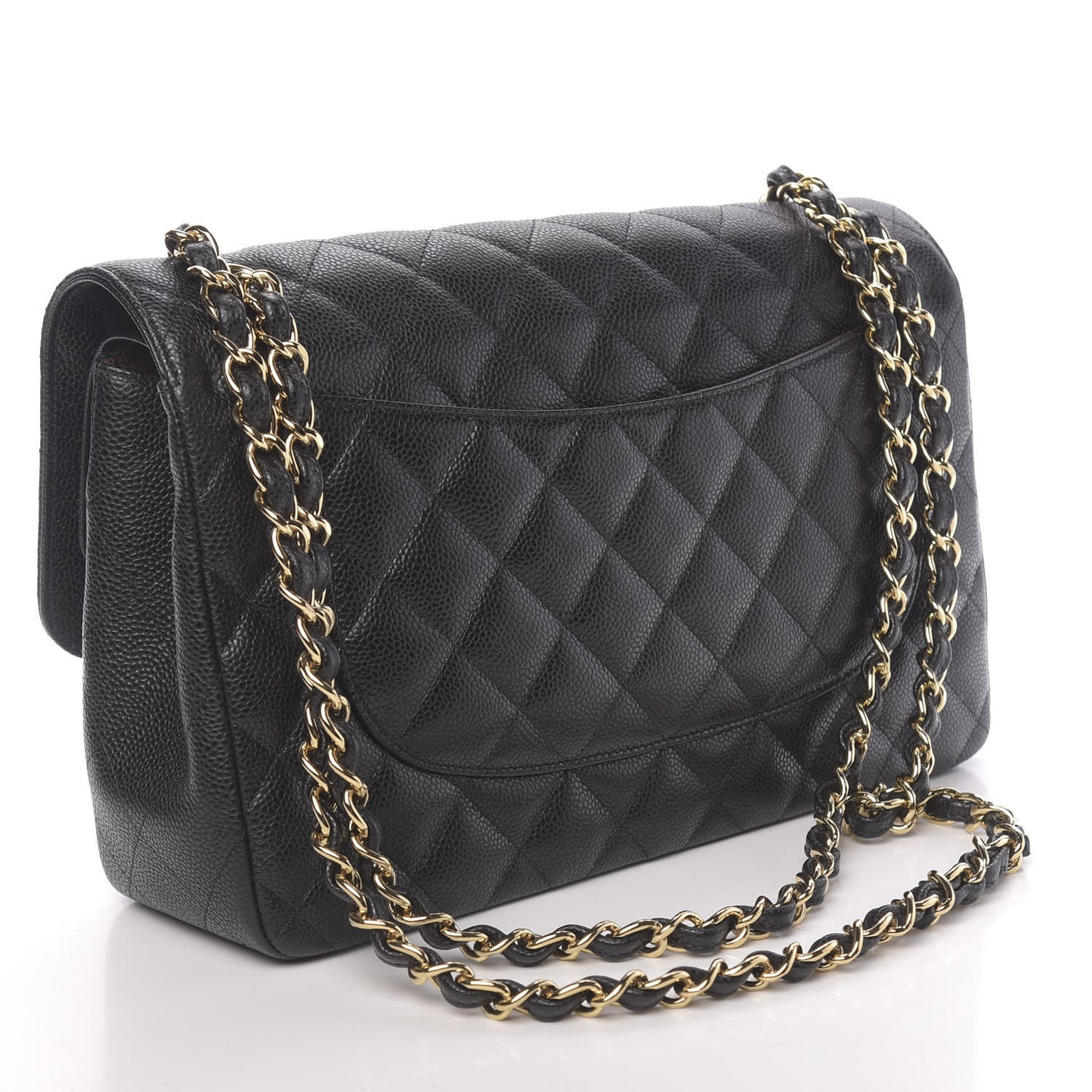 Caviar Quilted Jumbo Double Flap Black