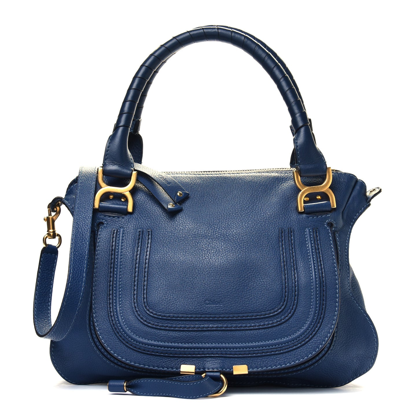 Calfskin Medium Marcie Satchel Royal Navy