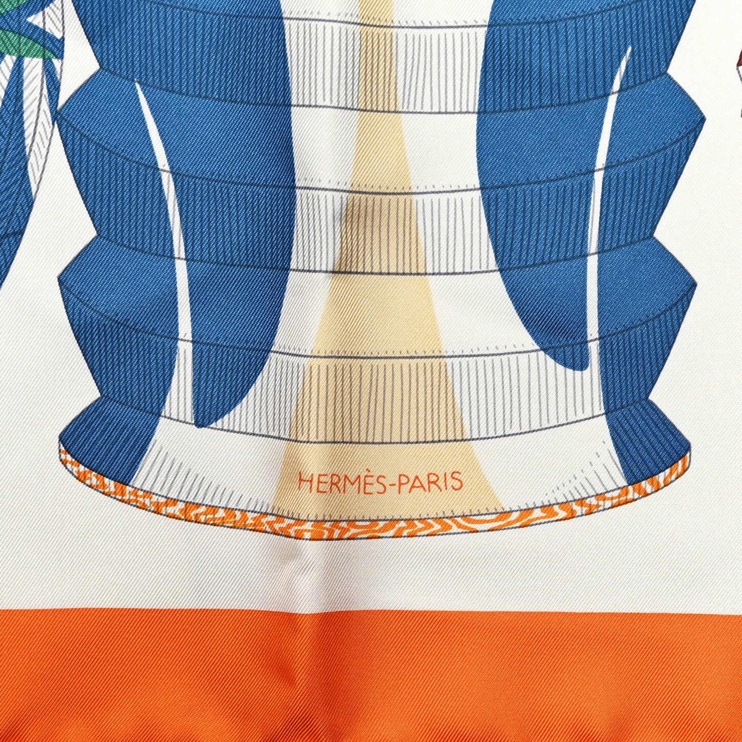 Silk Lanternes Ballons et Cocardes Scarf 90 Orange Creme Vert