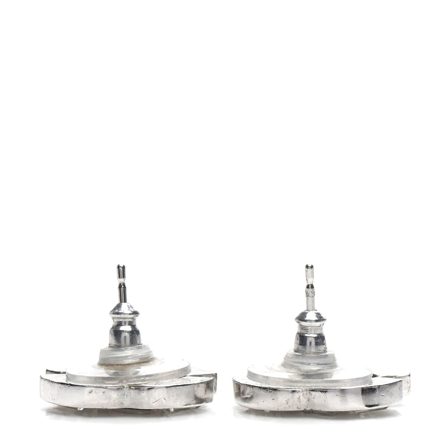 Crystal Baguette CC Earrings Silver