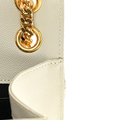 Saint Laurent Grain De Poudre Textured Mixed Matelasse Medium Triquilt Monogram Satchel Crema Soft 11 of 17