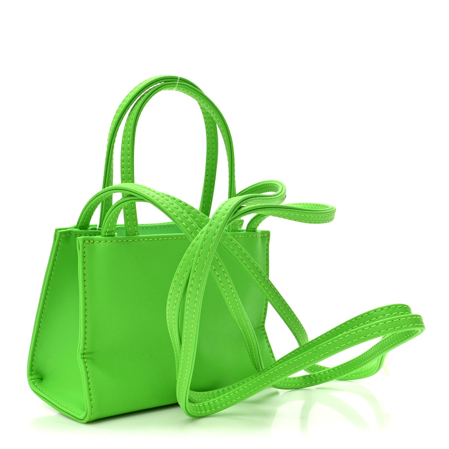 Telfar Vegan Leather Small Shopping Bag Highlighter Green 3 of 13