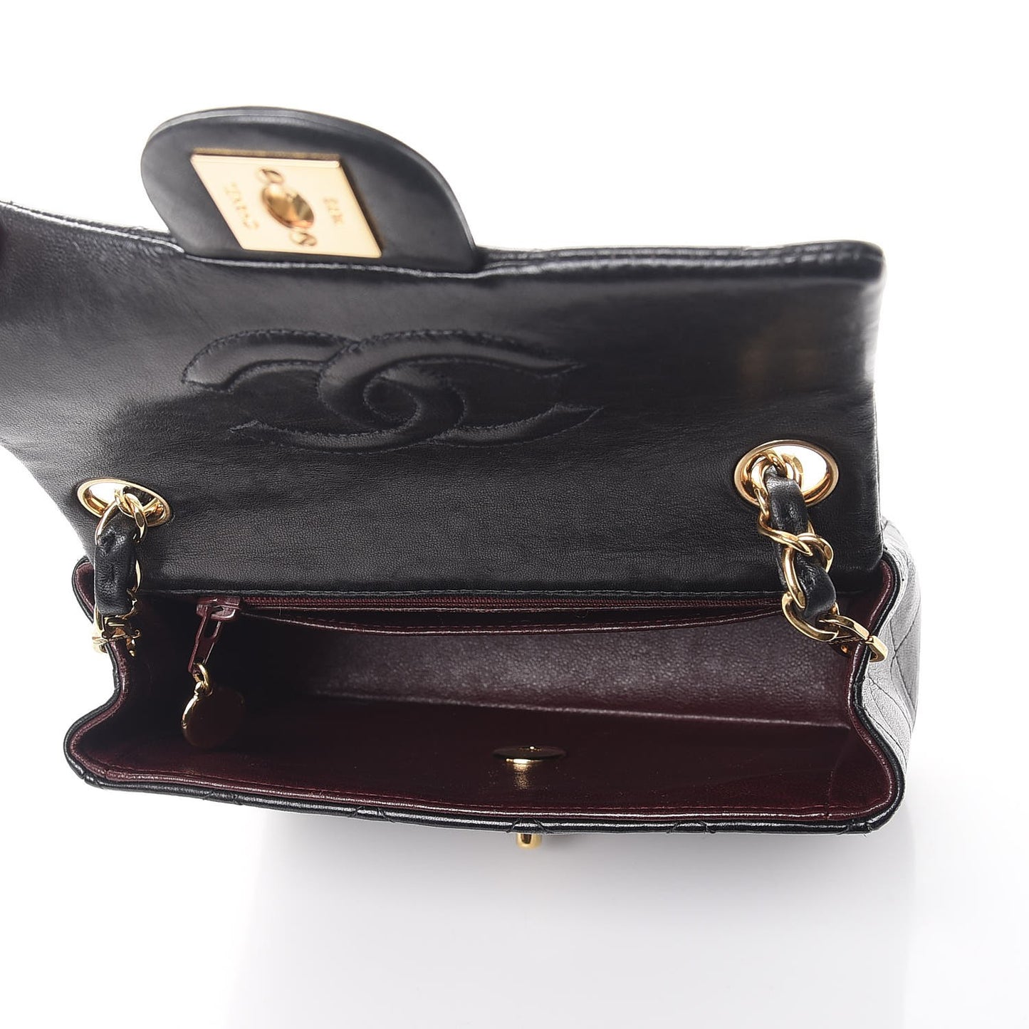 Lambskin Quilted Mini Square Flap Black