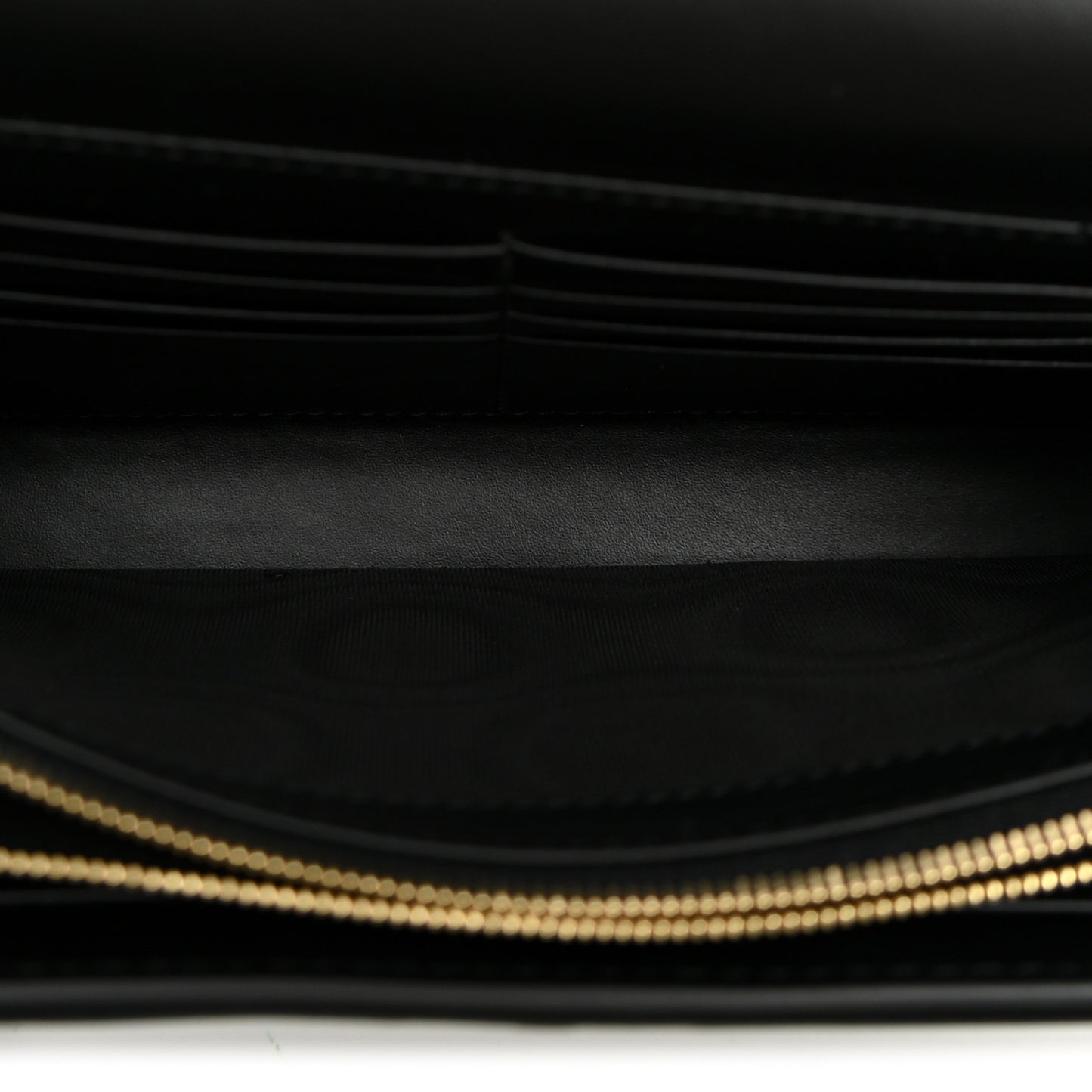 Calfskin GG Debossed Chain Wallet Black