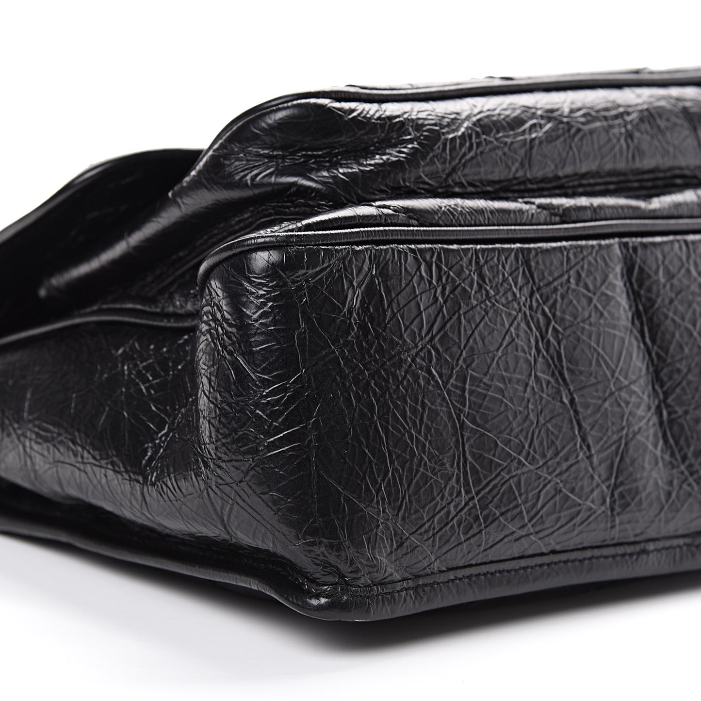 Crinkled Calfskin Matelasse Monogram Medium Niki Chain Satchel Black