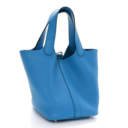 Hermes Taurillon Clemence Picotin Lock 18 PM Bleu Frida 2 of 8