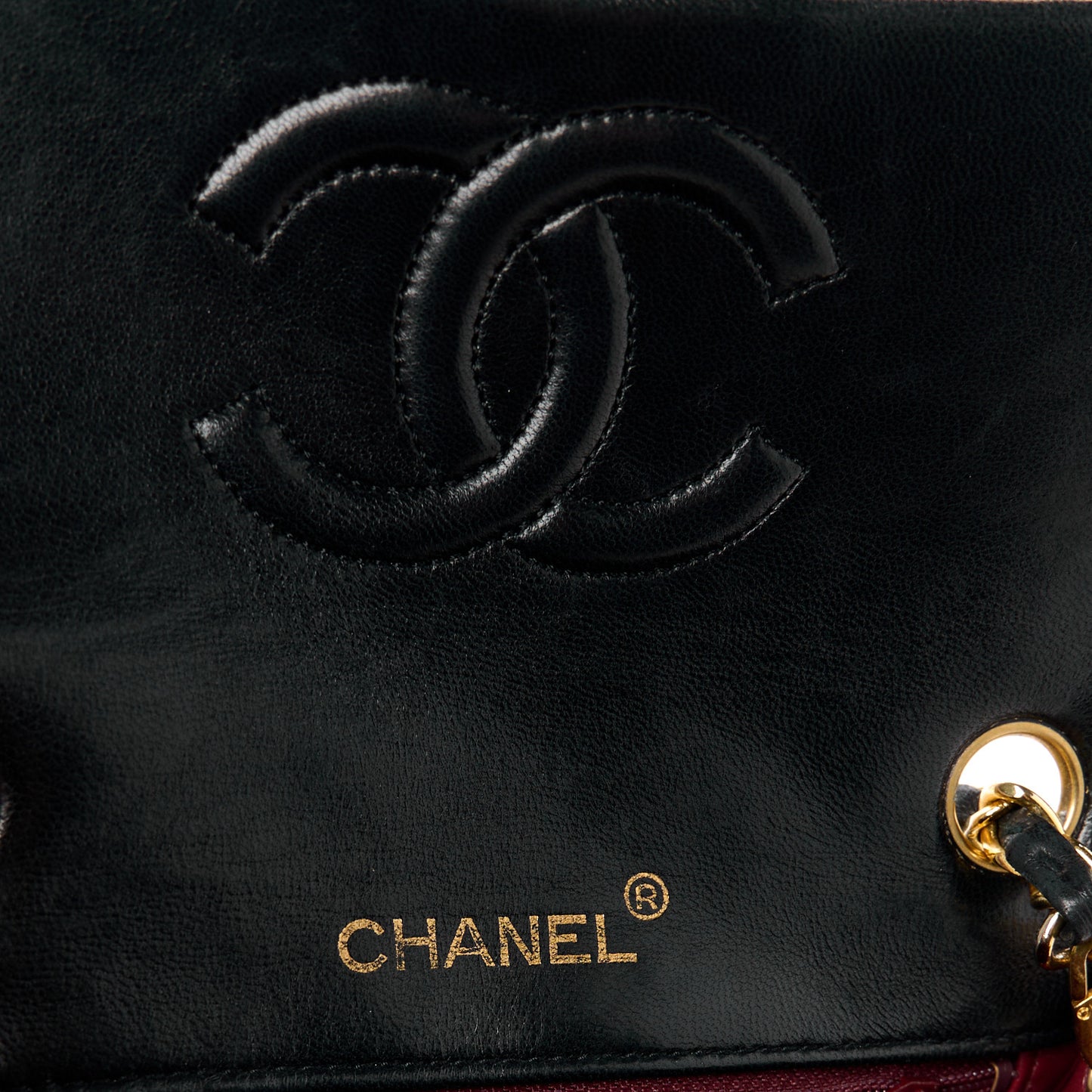 Lambskin Quilted Mini Square Flap Black