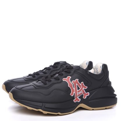 Gucci X MLB Calfskin LA Dodgers Mens Rhyton Sneakers 10 Black 3 of 11