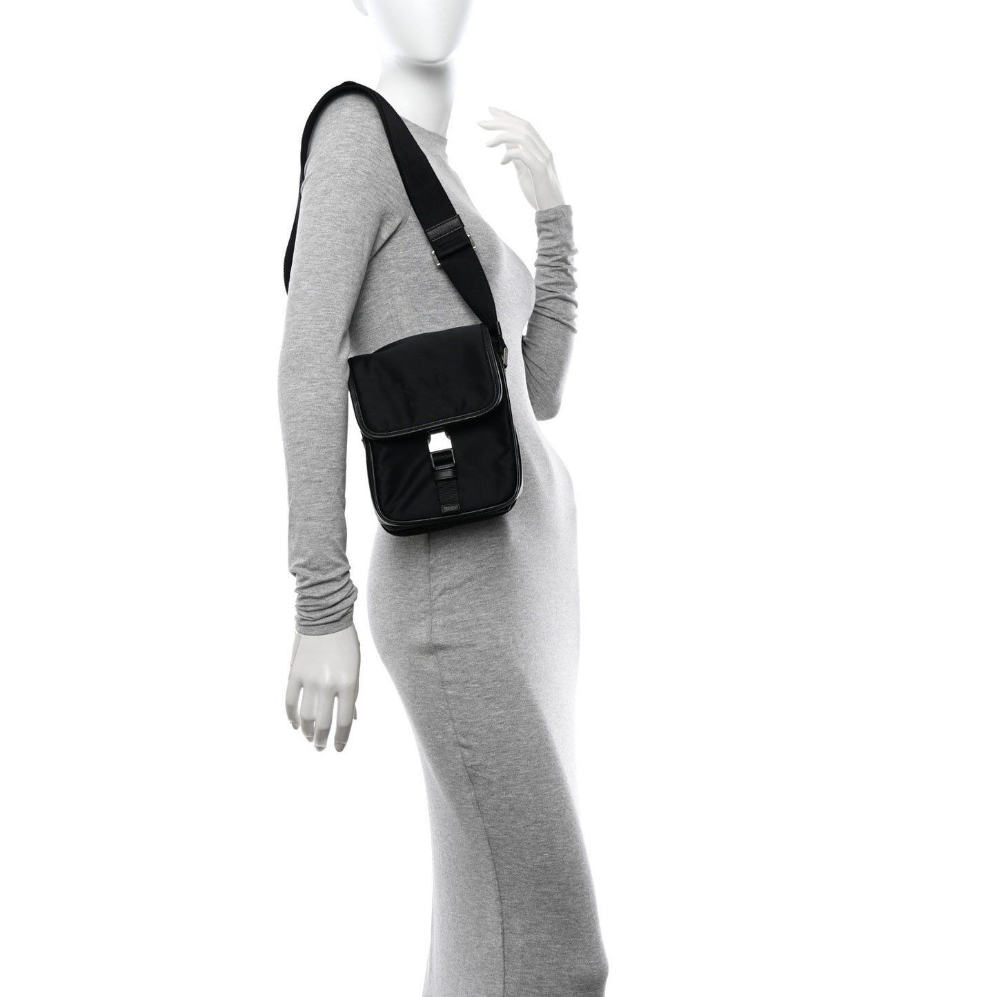 Tessuto Nylon Saffiano Logo Messenger Bag Black