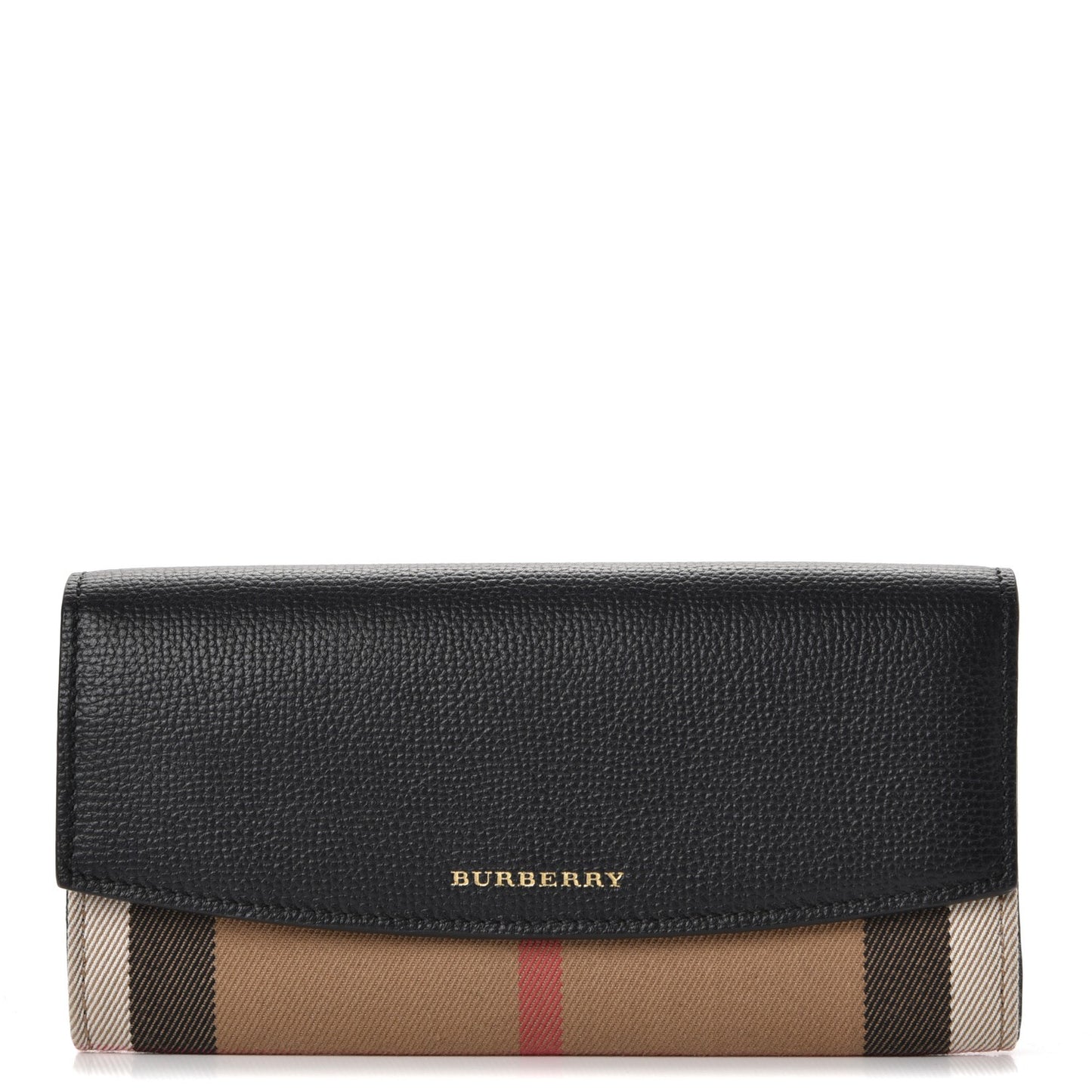 Calfskin House Check Porter Continental Wallet Black