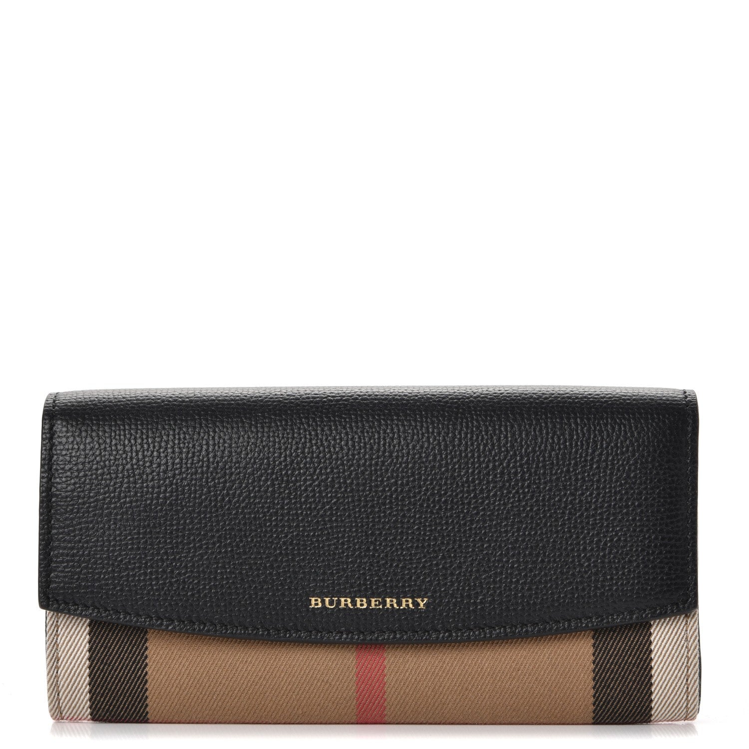 Burberry Calfskin House Check Porter Continental Wallet Black 1 of 10