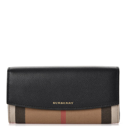 Burberry Calfskin House Check Porter Continental Wallet Black 1 of 10