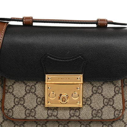 Gucci GG Supreme Monogram New Sakai Lux Calfskin Mini Padlock Flap Pocket Shoulder Bag Beige Ebony Black Cuir 8 of 10
