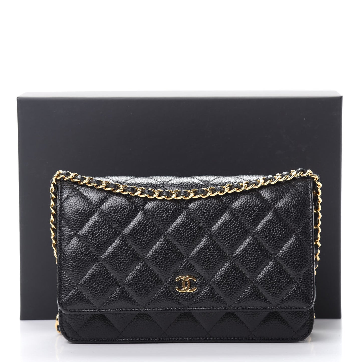 Caviar Quilted Wallet On Chain WOC Black