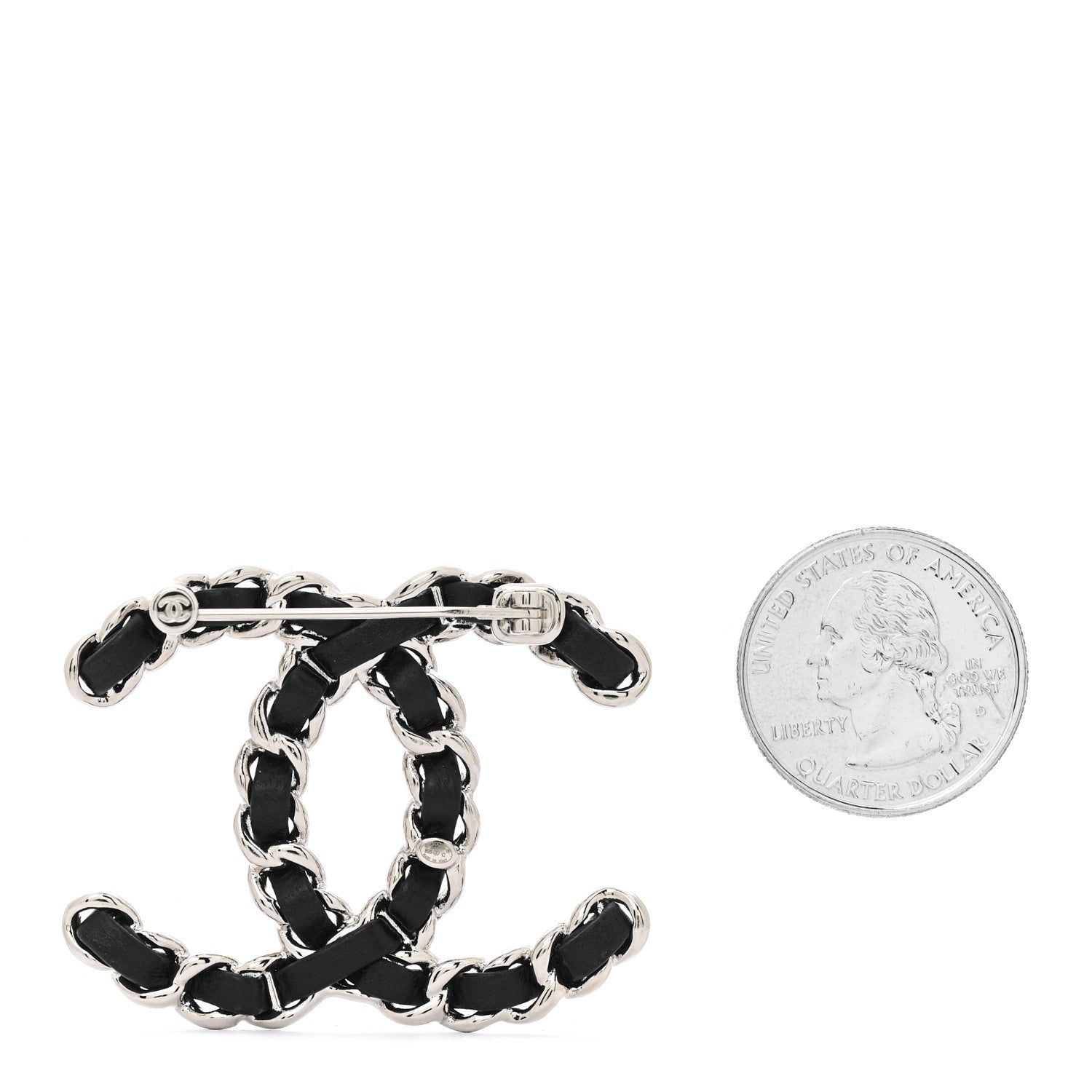 Chanel Lambskin Chain CC Brooch Black Silver 2 of 4