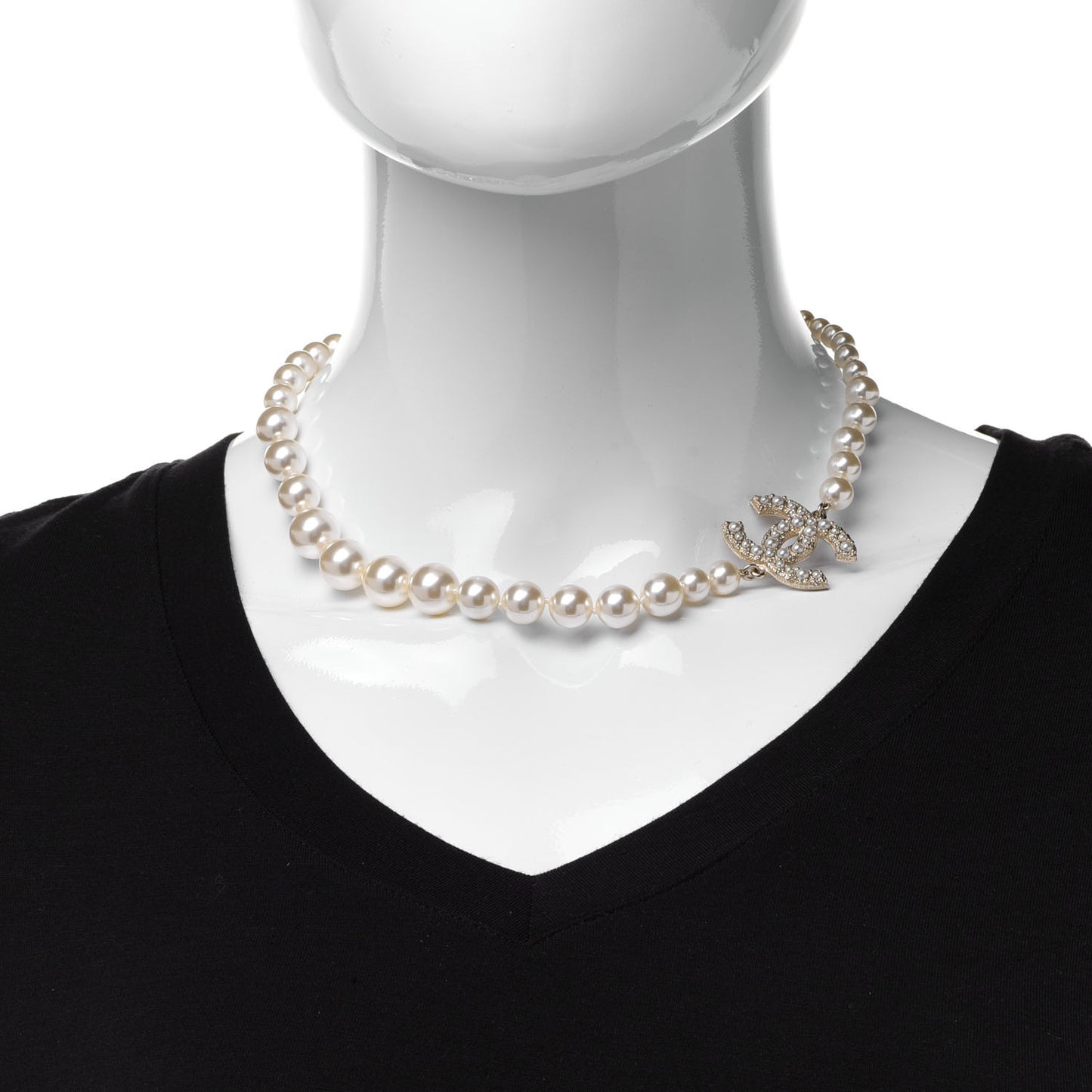 Pearl CC 100th Anniversary Necklace Light Gold