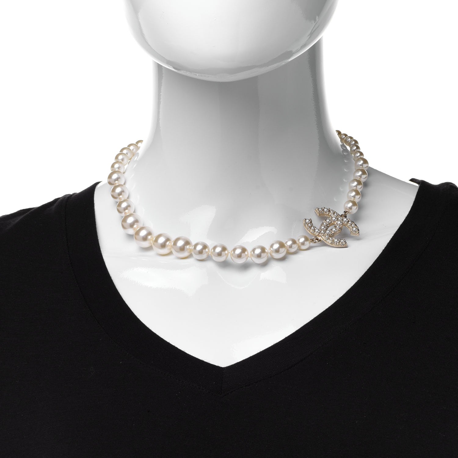 Chanel Pearl CC 100th Anniversary Necklace Light Gold 2 of 7