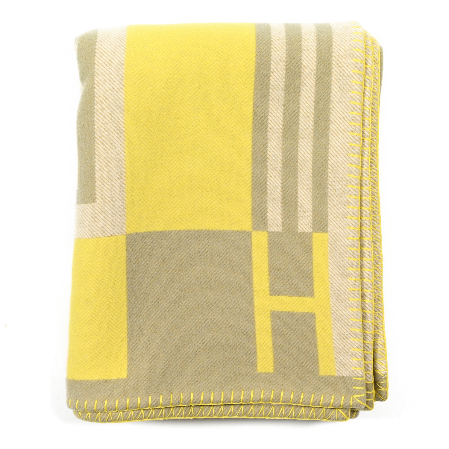 Hermes Wool Cashmere Ithaque Blanket Tilleul Lime 1 of 3