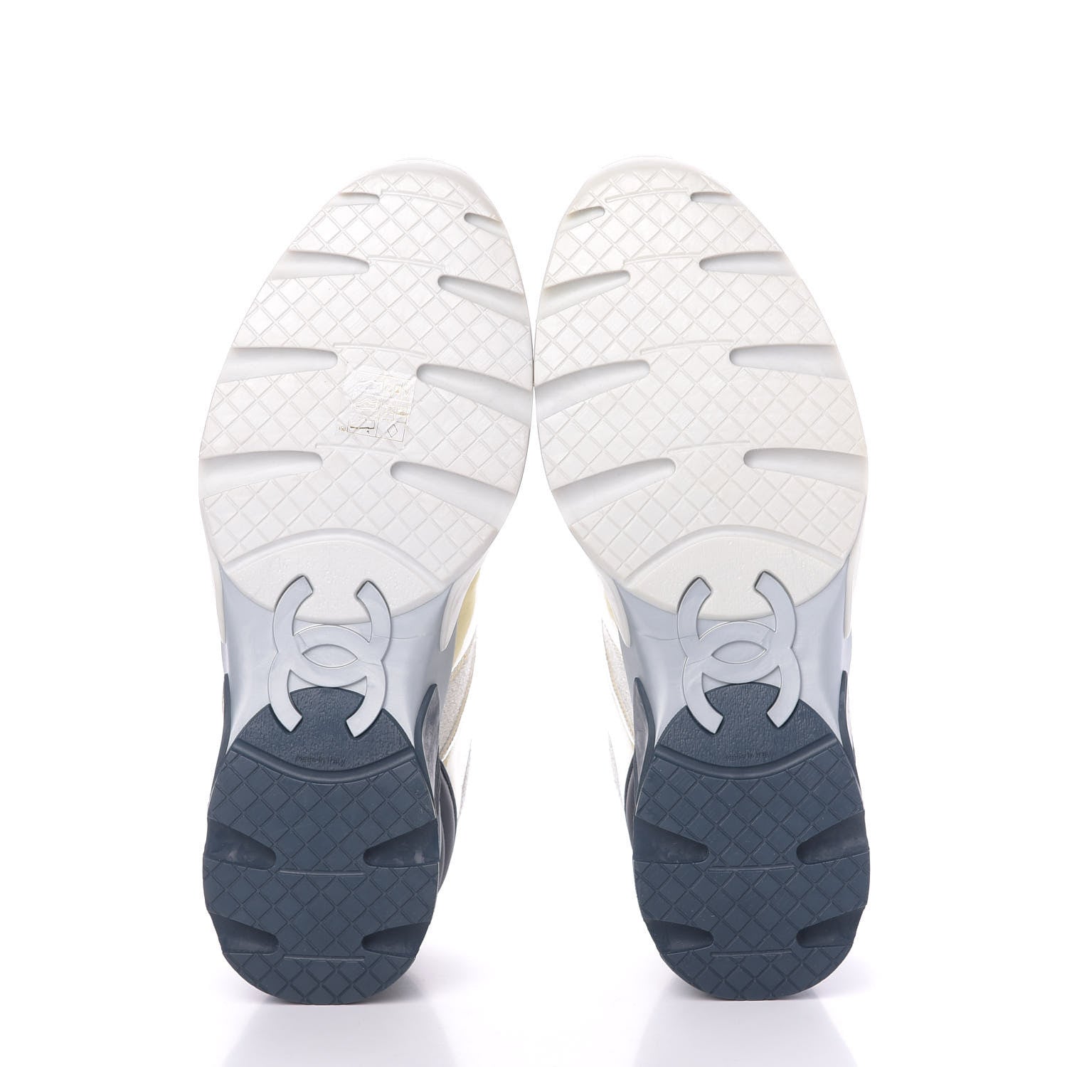 Chanel Iridescent Terry Cloth PVC Calfskin Sneakers 44 Silver 6 of 9