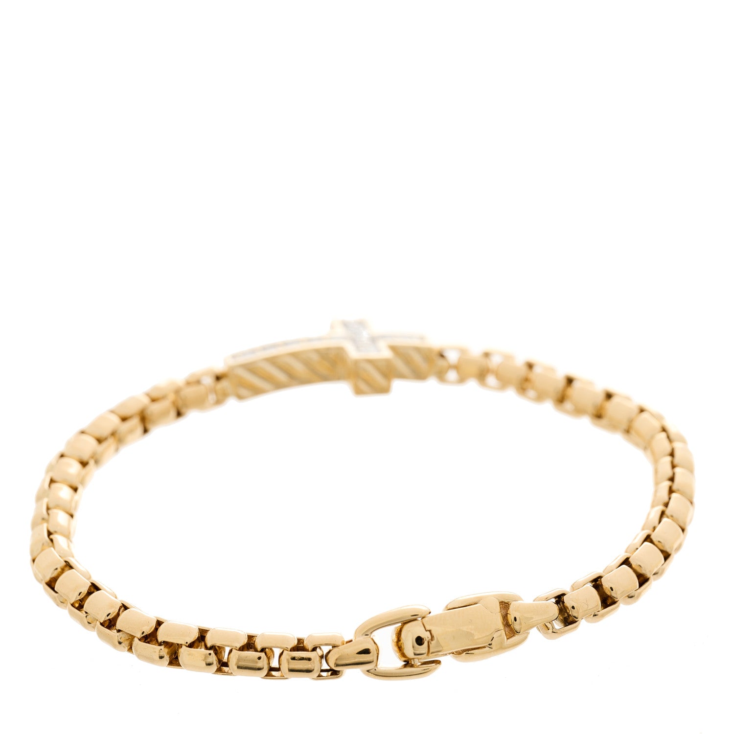 David Yurman 18K Yellow Gold Diamond Pave Cross Bracelet 2 of 3