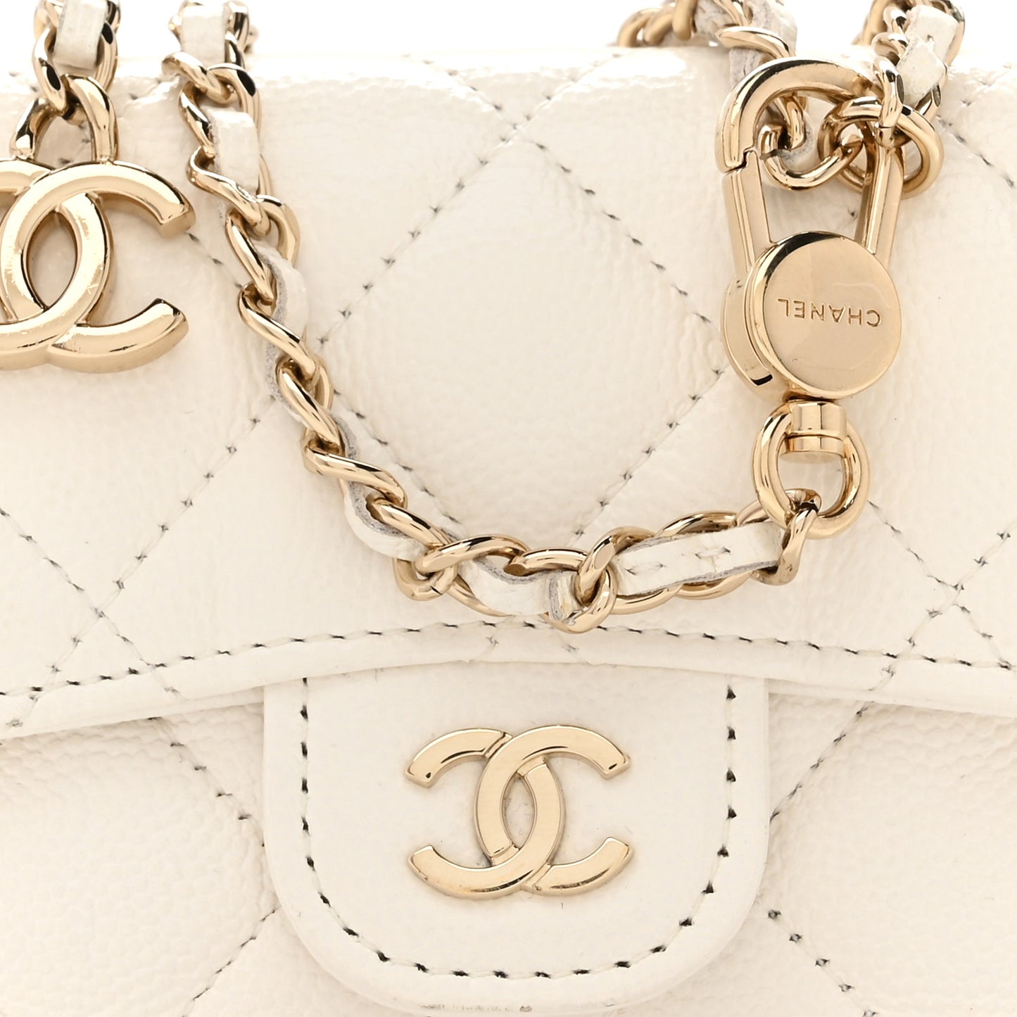 Caviar Quilted Belt Bag White