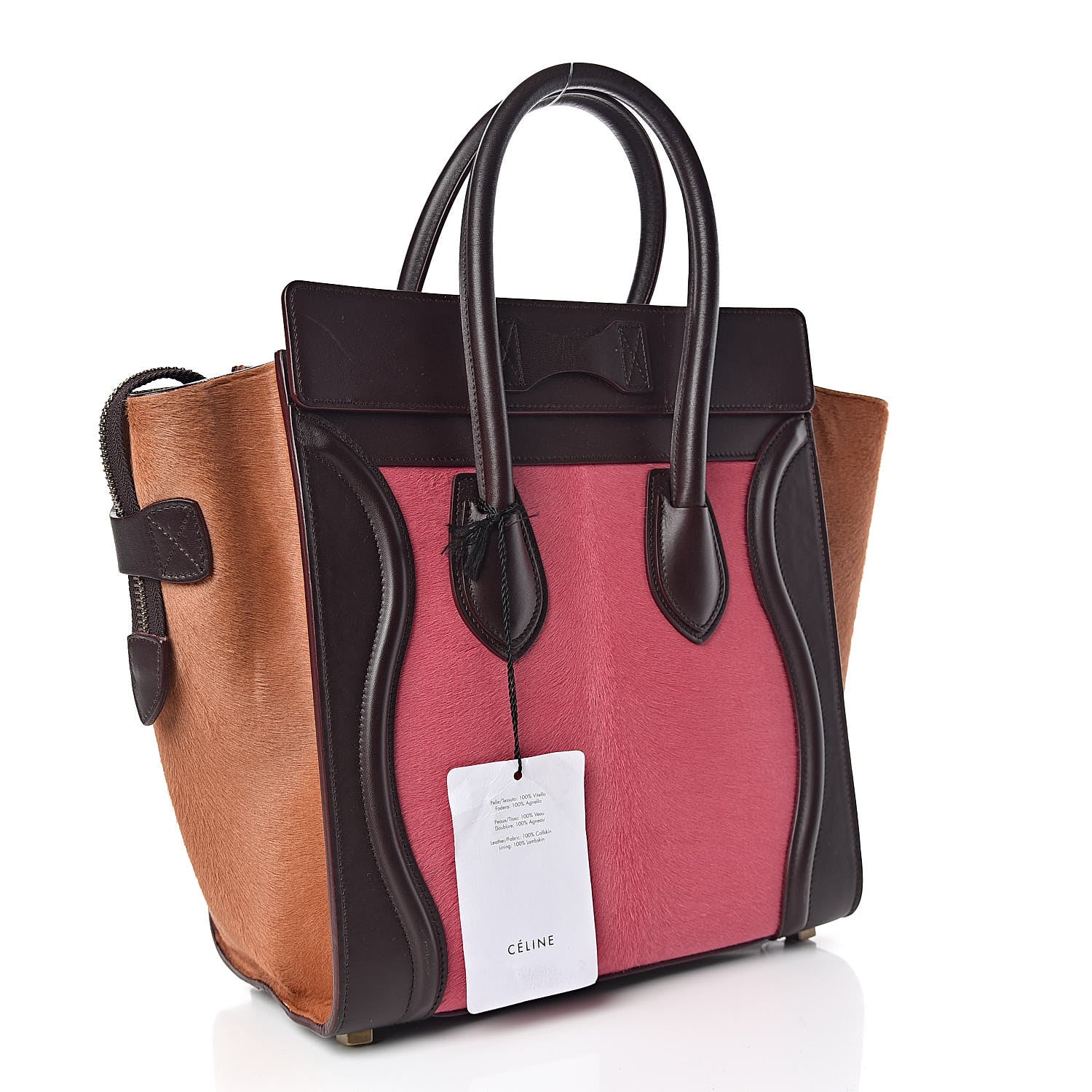 Celine Pony Hair Smooth Calfskin Micro Tri-Color Luggage Pink 3 of 11