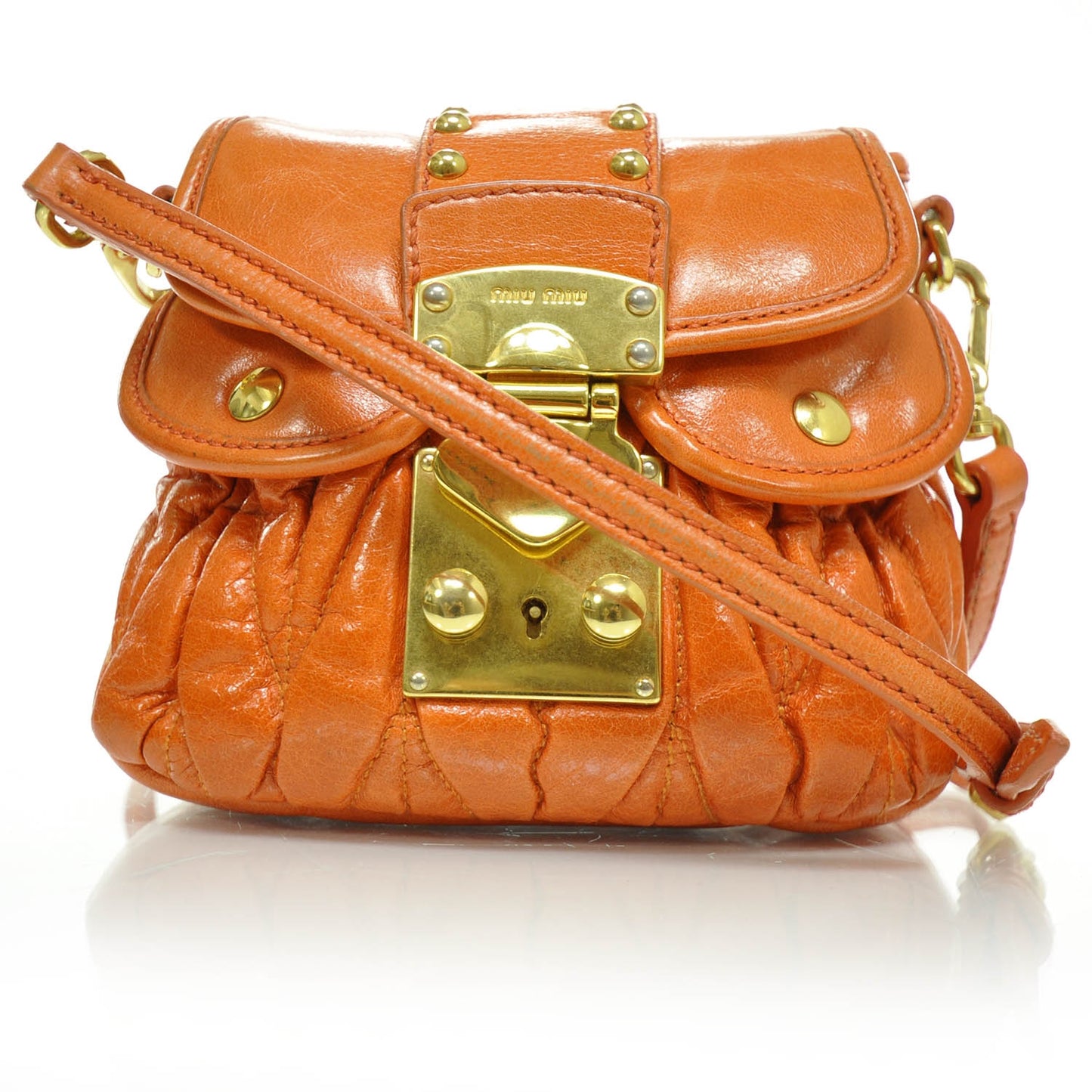 Leather Matelasse Lux Coffer Sling Papaya