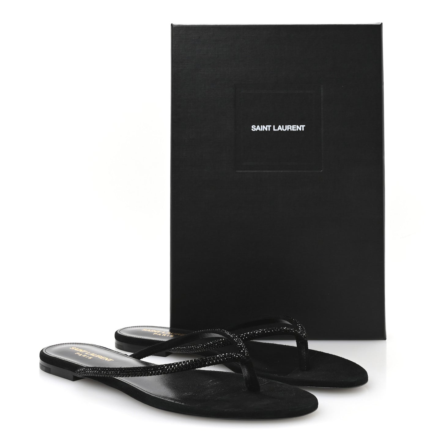 Kid Suede Strass Crystal Embellished Joni 05 Flat Sandals 39 Black