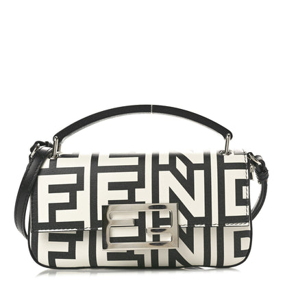 Fendi X MARC JACOBS Nappa Vitello King Logo Print Phone Baguette White Black 1 of 11