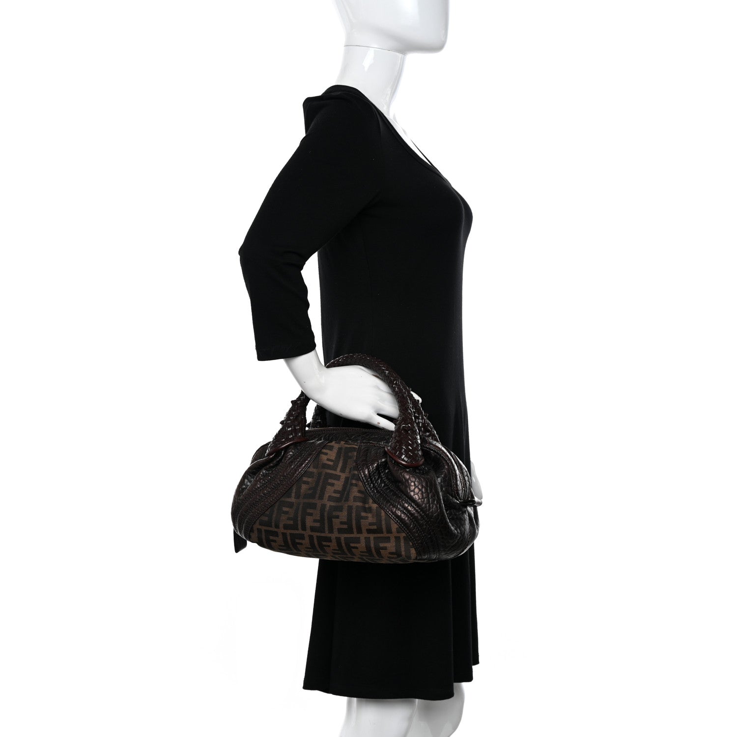 Fendi Zucca Nappa Nuvolata Vitello Tortuga Spy Bowler Tobacco Moro 2 of 10
