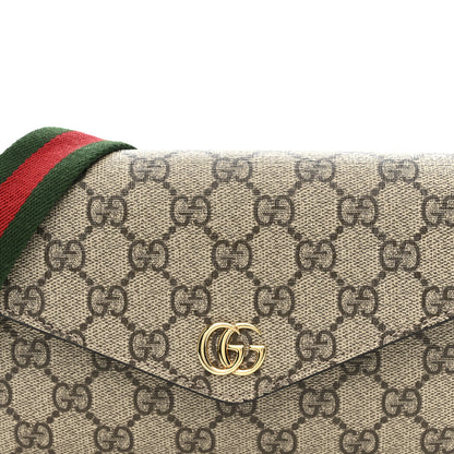 Gucci GG Supreme Monogram Textured Dollar Calfskin Web Mini Ophidia Envelope Shoulder Bag Beige Ebony New Acero 9 of 11