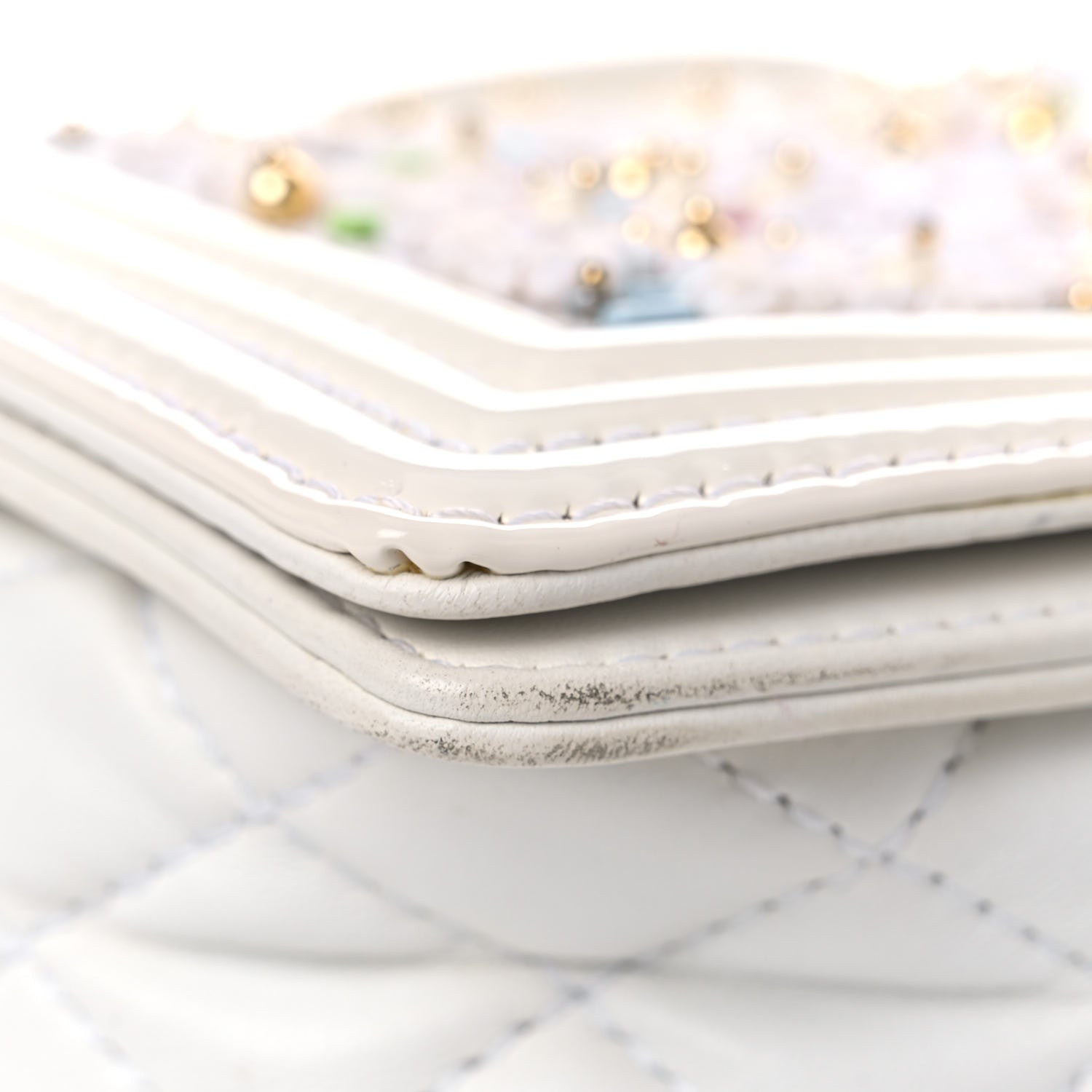 Chanel Patent Sequin Medium Boy Chanel Flap White Pink Light Blue 8 of 18