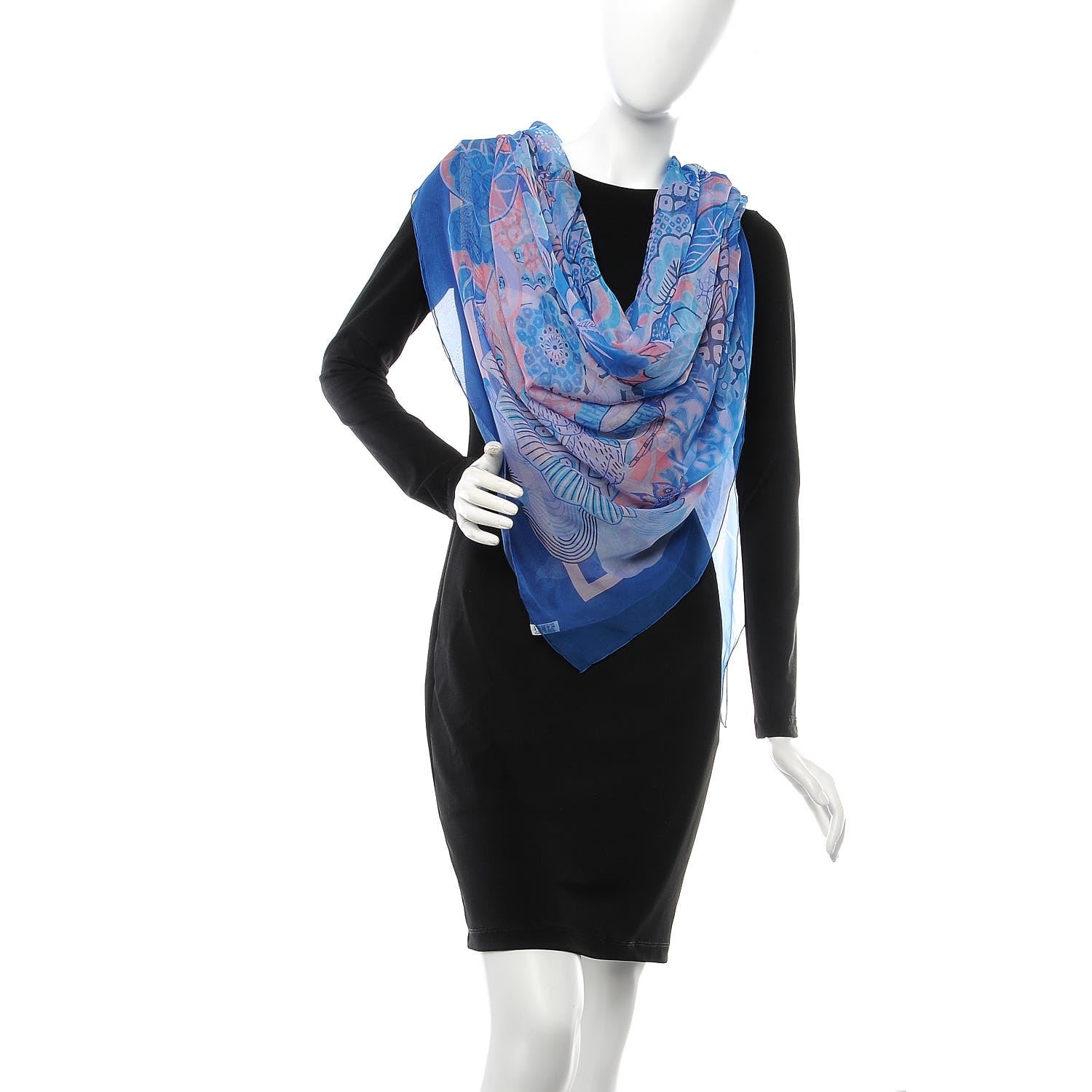 Hermes Silk Mousseline Urashima Taro Shawl 140 2 of 5