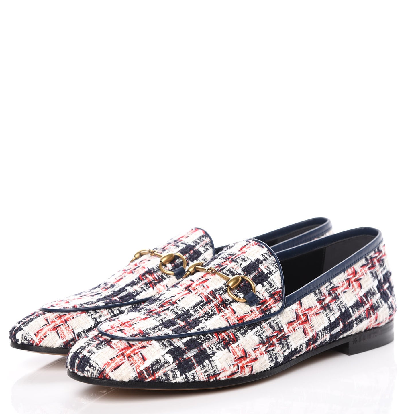 Tweed Check Horsebit Womens Jordaan Loafers 39 Gardenia Ink Blue Agata