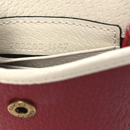 Gucci X ADIDAS Textured Dollar Calfskin Trefoil Embossed Phone Crossbody Bag Hibiscus Red Off White 7 of 11