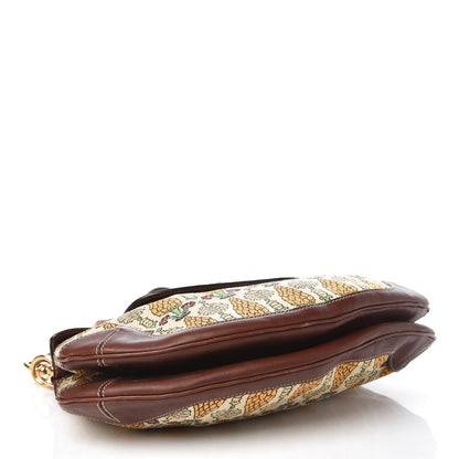 Gucci Canvas Pigna Print Peggy Bamboo Top Handle Bag Brown 5 of 17