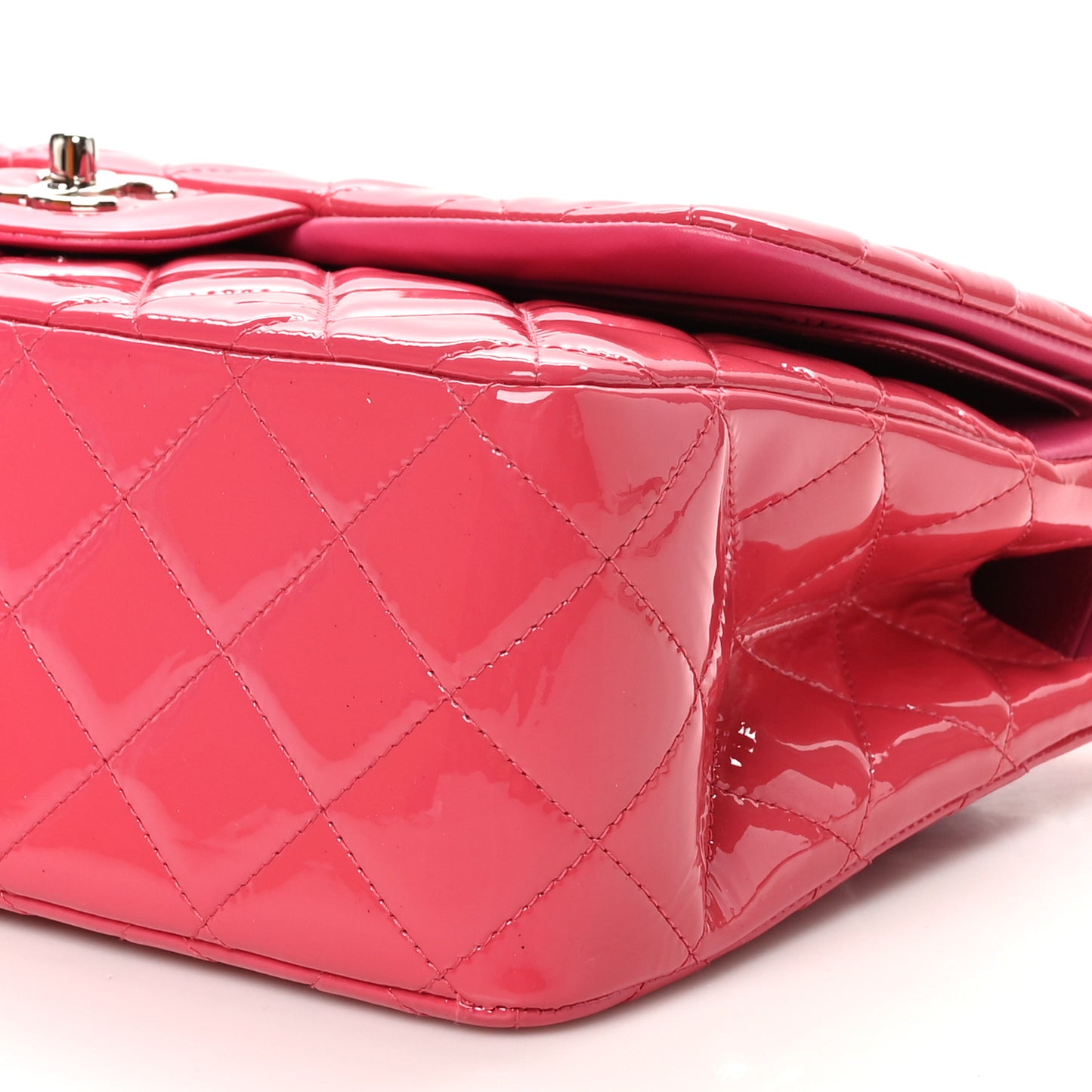 Patent Quilted Jumbo Double Flap Pink