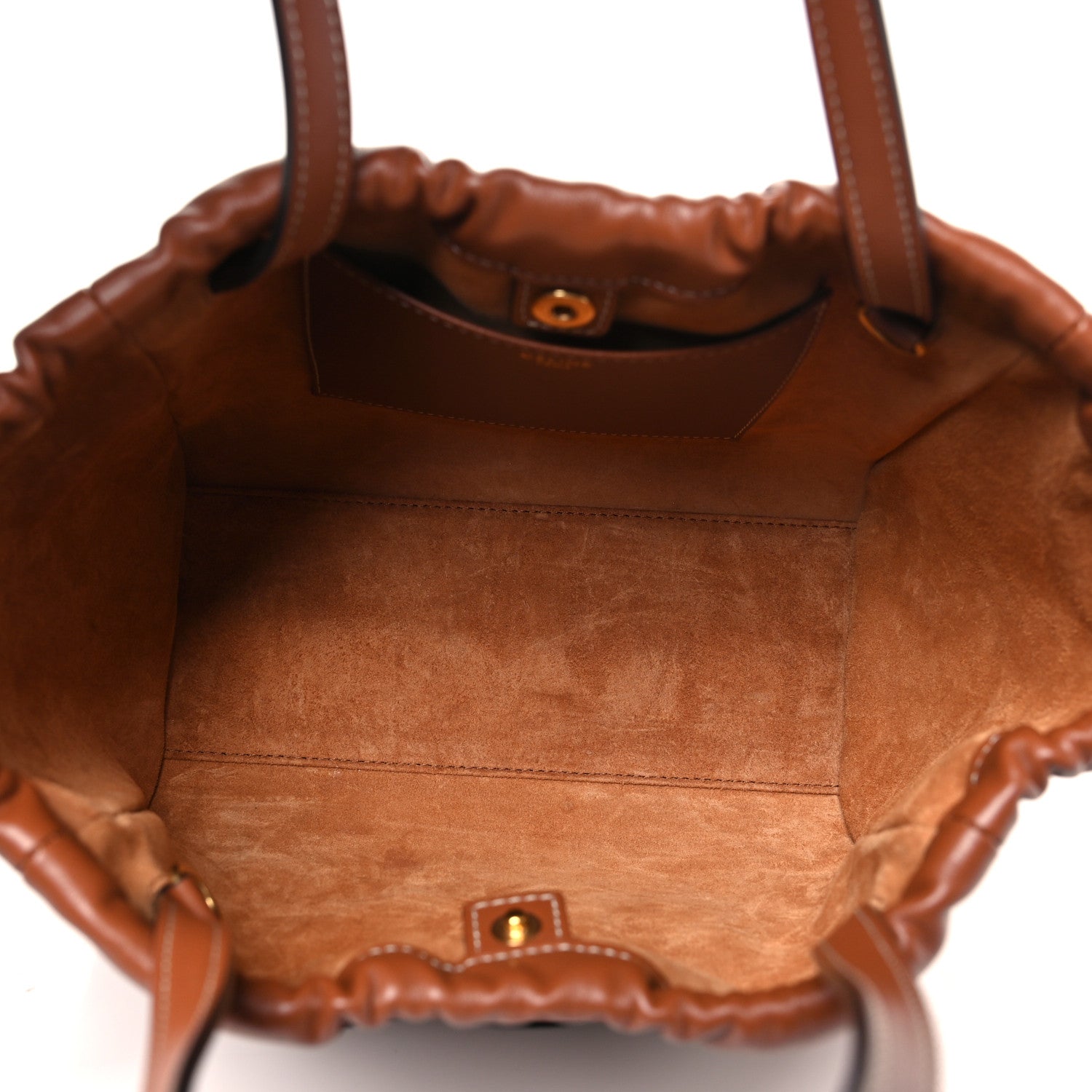 Celine Smooth Calfskin Cuir Small Triomphe Cabas Drawstring Tan 5 of 9