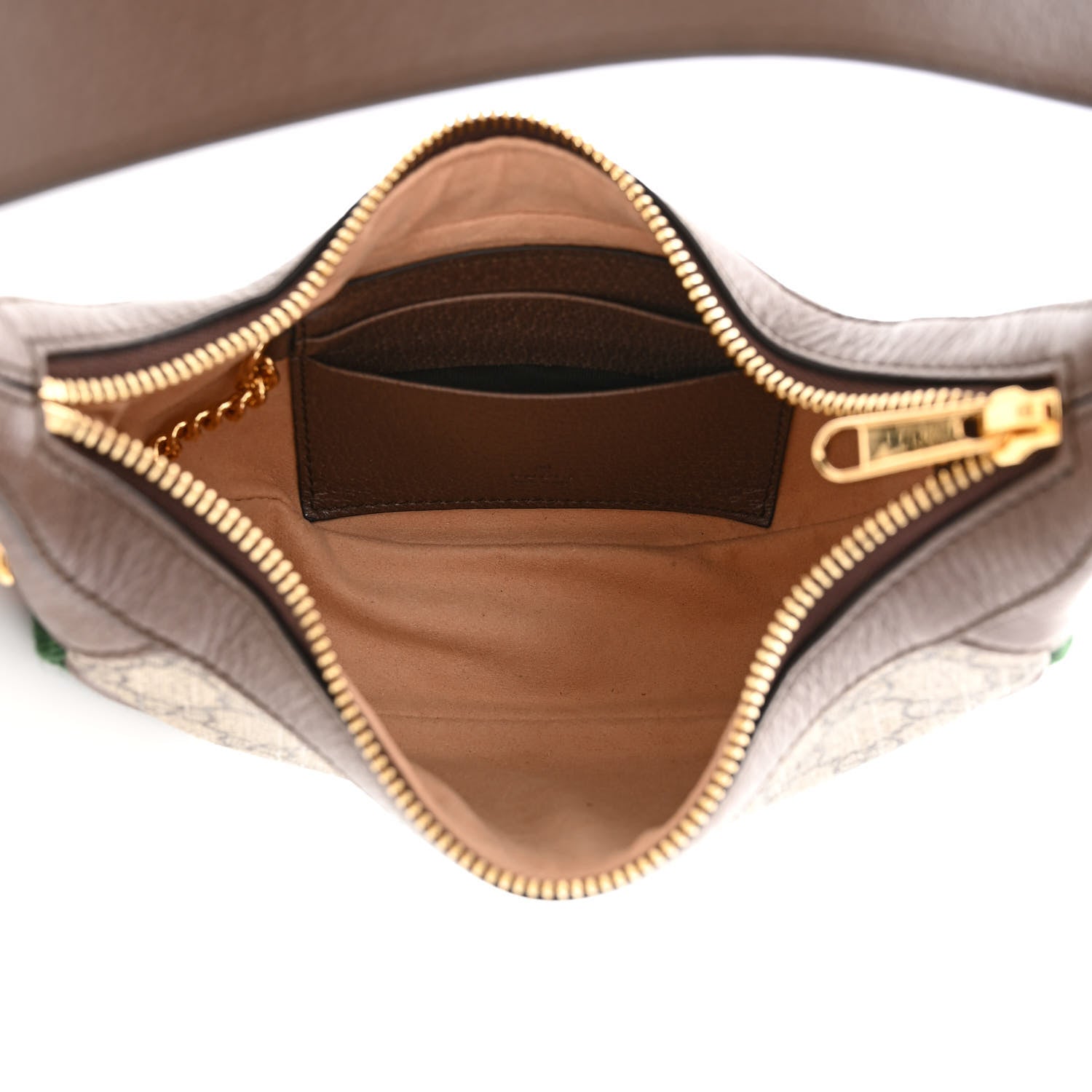 Gucci GG Supreme Monogram Textured Calfskin Web Mini Ophidia Half Moon Hobo Beige Ebony New Acero 5 of 10