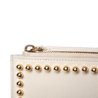 Fendi Vitello Elite Mink Fur Studded Karlito Zip Around Pouch White 6 of 16