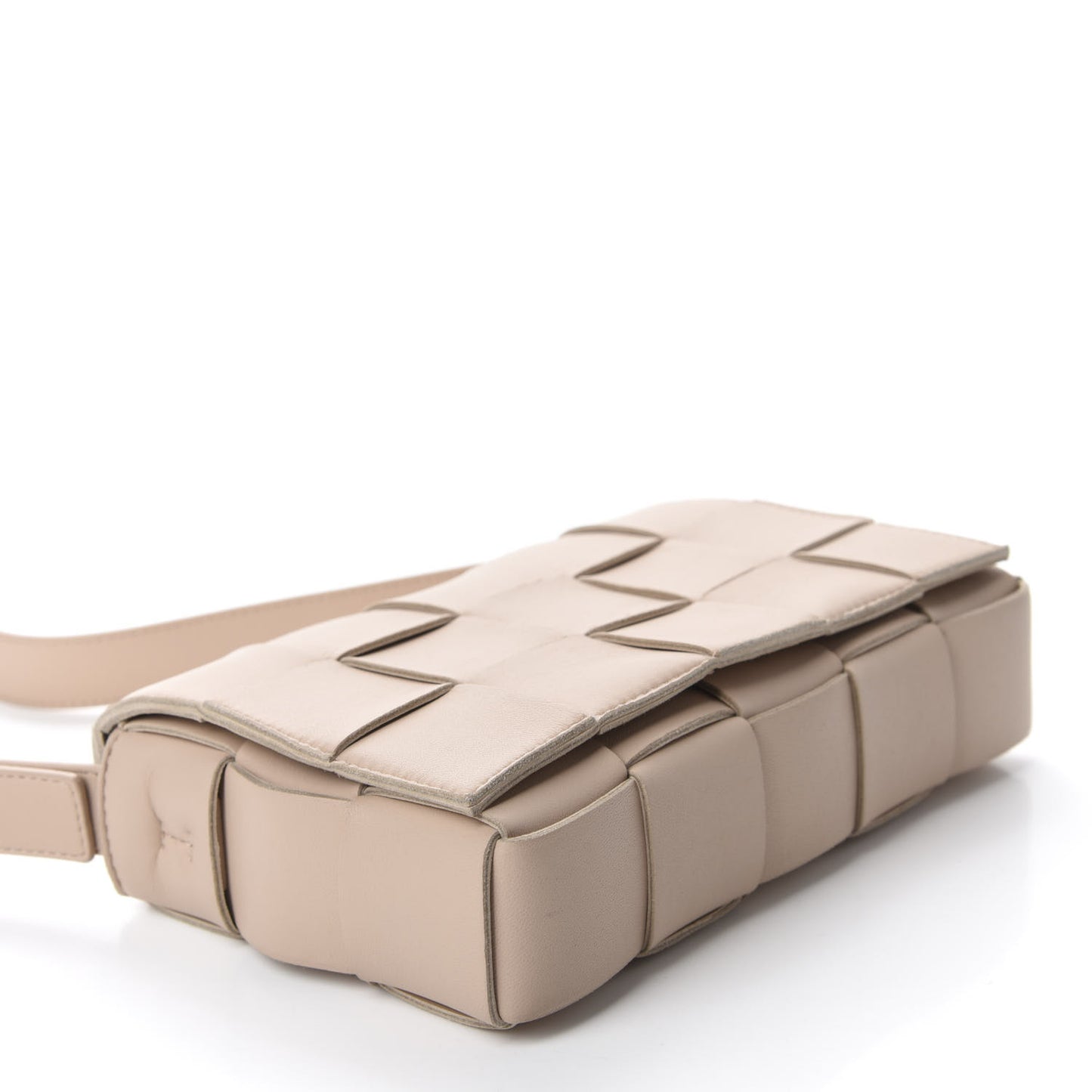 Lambskin Maxi Intrecciato Cassette Crossbody Bag Almond